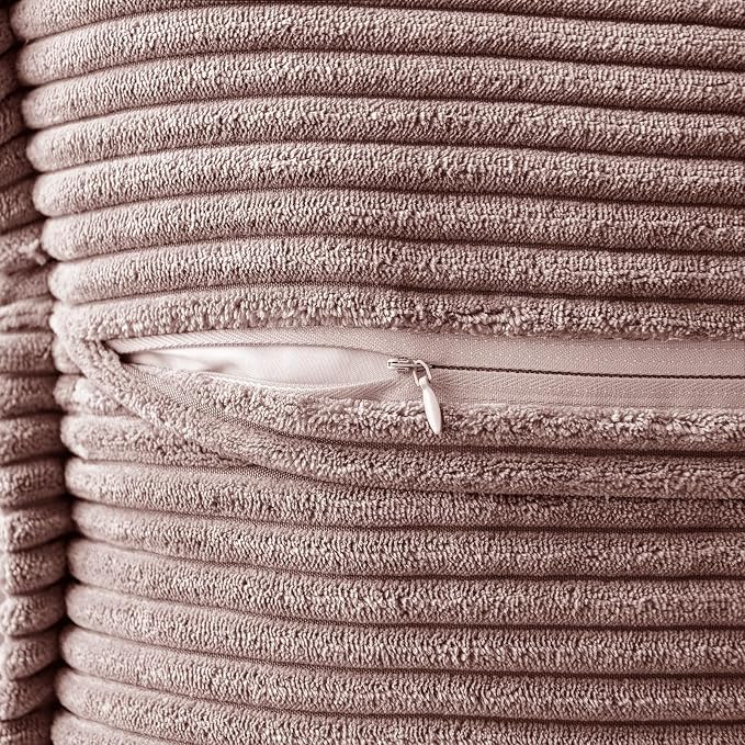 MIULEE Decorative Lumbar Throw Pillow Covers 12x20 Inch Blush Pink 2 Pack | Boho Broadside Striped Patchwork Pillow Covers, Soft Corduroy Cushion Cases, For Couch Sofa Bed Livingroom Home Decor