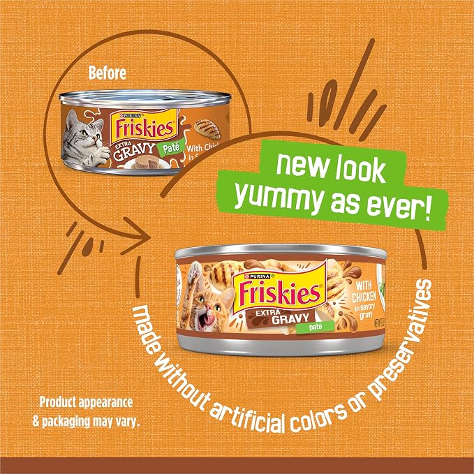 Friskies Purina Gravy Pate,Wet Cat Food Extra Gravy Pate with Chicken in Savory - 5.5 oz. Cans,(Pack of 48)