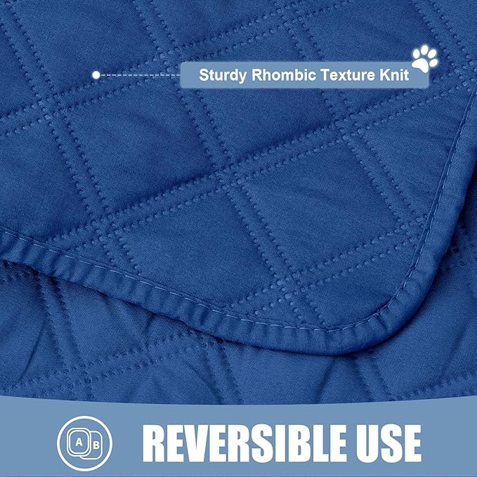Smiry Waterproof Reversible Pet Couch Covers for Dogs | Pet Friendly, Soft Fabric, Washable Sofa Furniture Protector for Dogs Cat Kids, Checkered (30"x70", Navy/Navy)