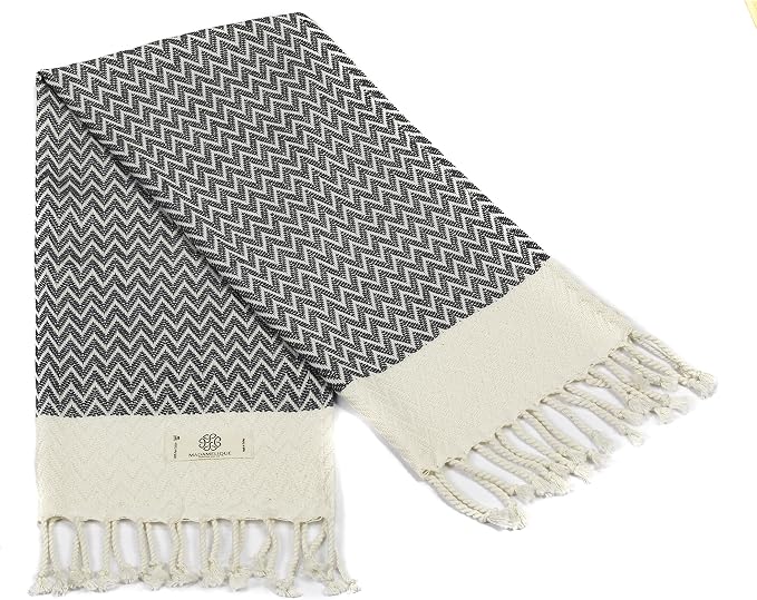 Madamelique Exclusive Hand Towels Set of 2-18 x 40 Inches - Decorative Bathroom Peshtemal Towel for Hand, Face, Hair, Yoga, Tea, Dishcloth, Kitchen and Bath - 100% Pure Cotton (Gray)
