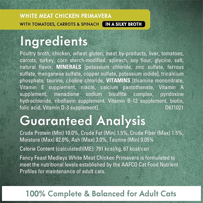 Purina Fancy Feast Wet Cat Food Variety Pack, Medleys White Meat Chicken in Sauce Collection - (Pack of 12) 3 oz. Cans | Variety Pack of tasty White Meat Chicken Florentine, Tuscany and Primavera recipes, 100 percent complete and balanced