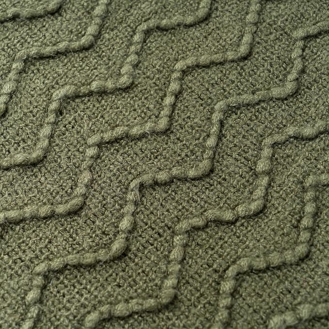 BATTILO HOME Throw Blanket for Couch, Textured Knit Throw, Olive Green Throws for Home Decor, Soft Blanket Throw for Bedroom Decor Housewarming Gifts, 50"x60"