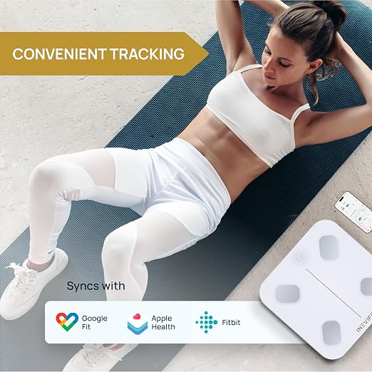 INEVIFIT Smart Body Fat Scale, Highly Accurate Bluetooth Digital Bathroom Body Composition Analyzer, Measures Weight, Body Fat, Water, Muscle, Visceral Fat & Bone Mass for Unlimited Users