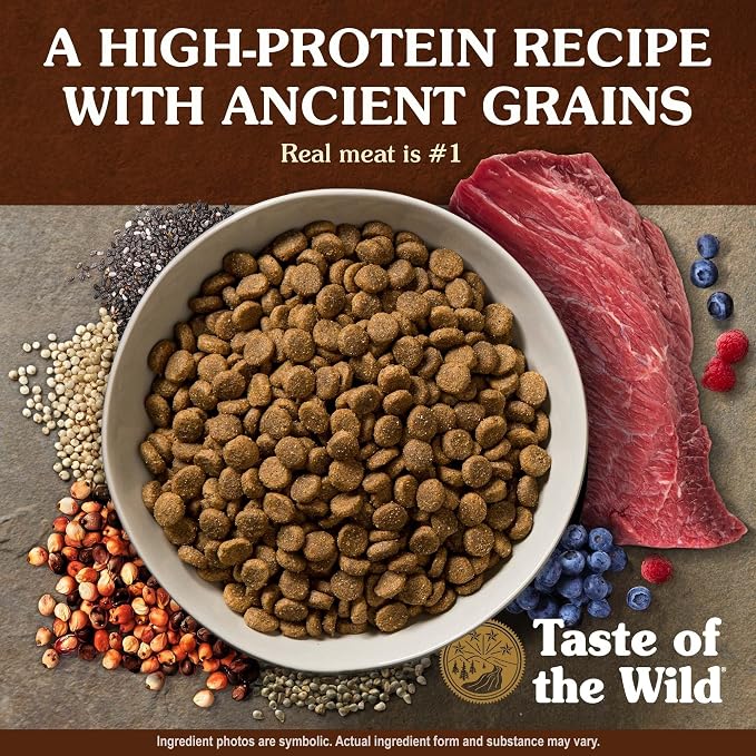 Taste of the Wild Ancient Prairie Dry Dog Food, Roasted Bison, 5lb | Puppy, Adult & Senior Dogs | High Protein | Roasted Bison & Ancient Grains | Nutrient Dense to Help Support Peak Health
