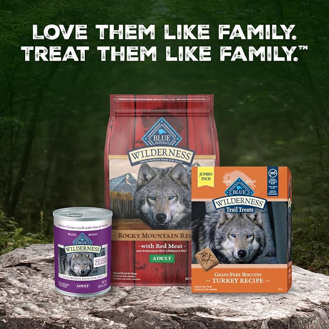 Blue Buffalo Wilderness Trail Treats Turkey Crunchy Dog Biscuits, 36 oz | Real Turkey #1 Ingredient, High Protein & Grain-Free Dog Snacks, Great for Training, No Artificial Preservatives