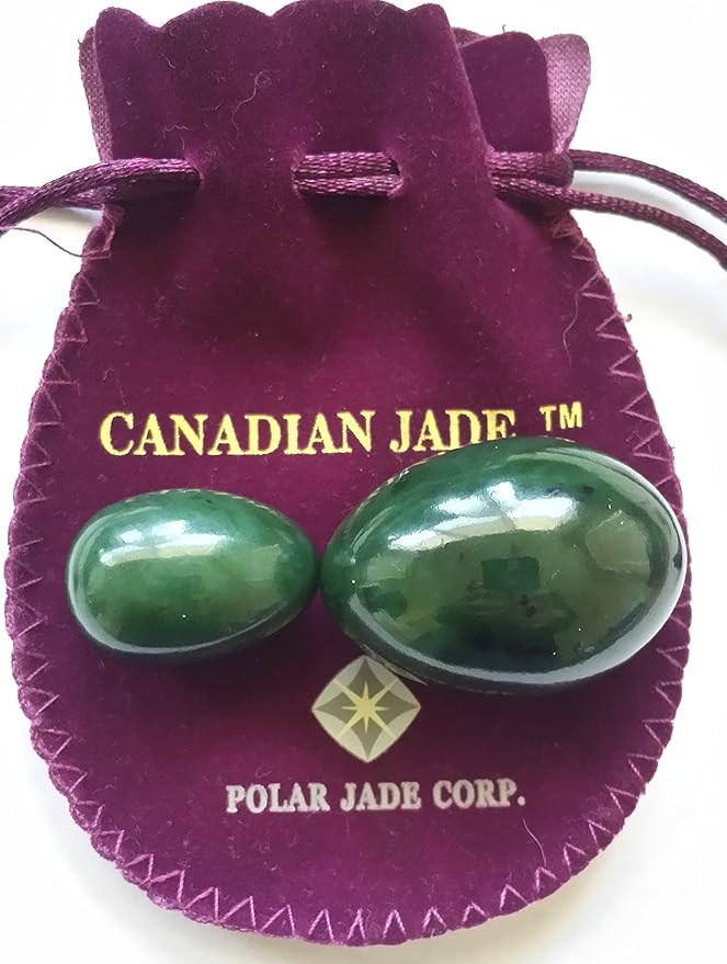 2-PCS Undrilled Nephrite Jade Stone Eggs Set – Medium & Small Sizes (43 × 30 mm & 35 × 25 mm) | 100% Natural Jade, Hand-Polished with Certificates & Velvet Pouches | Polar Jade