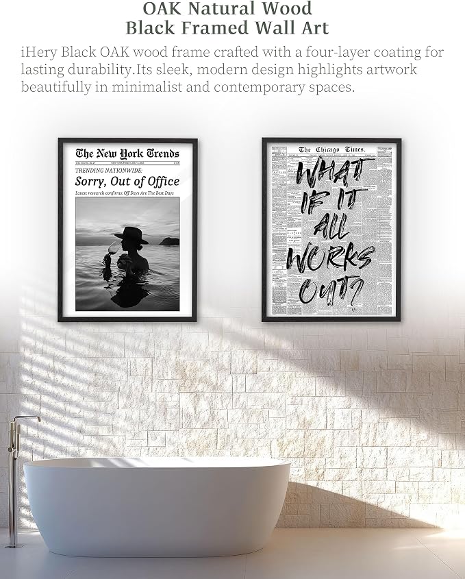iHery 16x20in What If It All Works Out Framed Motivational Wall Art | Premium Black OAK Wood Frame with Canvas Print, Motivational Decor for Bedroom, Dorm, Office and Living Room, 1Pack
