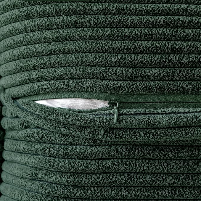 MIULEE Decorative Lumbar Throw Pillow Covers 12x20 Inch Dark Green 2 Pack | Boho Broadside Striped Patchwork Pillow Covers, Soft Corduroy Cushion Cases, For Couch Sofa Bed Livingroom Home Decor