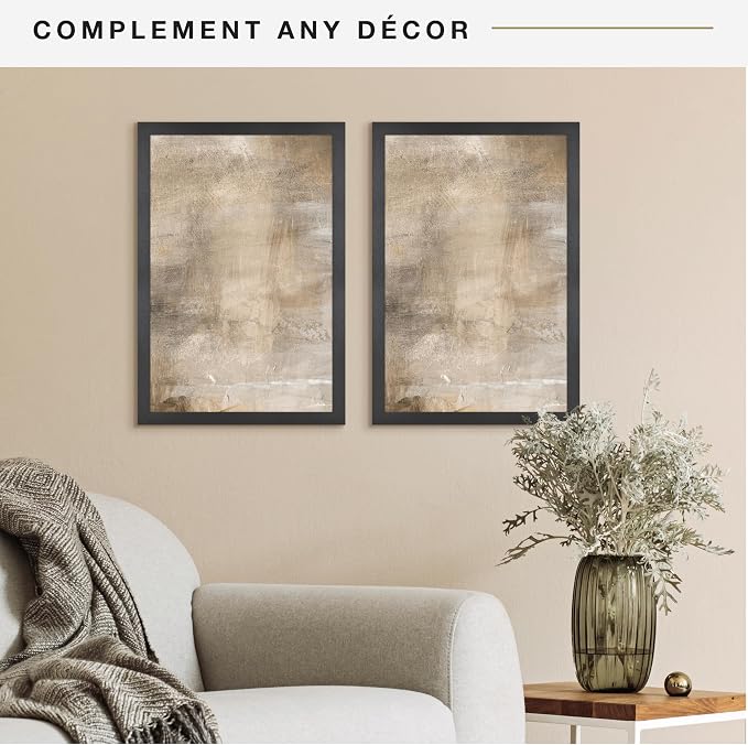 MCS Studio Gallery 16x24 Poster Frame Black Woodgrain Engineered Wood, Vertical & Horizontal Wall Hanging Large Picture Frame for Photos, Posters & Art Prints (2-Pack)