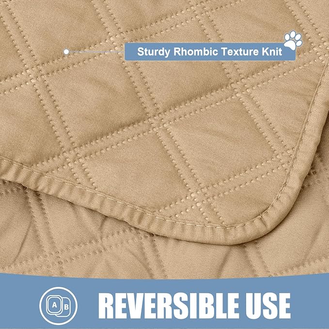 Smiry Waterproof Reversible Pet Couch Covers for Dogs | Pet Friendly, Soft Fabric, Washable Sofa Furniture Protector for Dogs Cat Kids, Checkered (40"x80", Camel/Camel)
