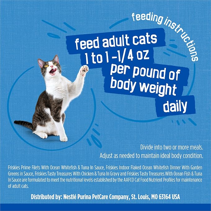 Friskies Purina Wet Cat Food Variety Pack, Oceans of Delight Flaked and Prime Filets - 5.5 oz. Cans (Pack of 80)
