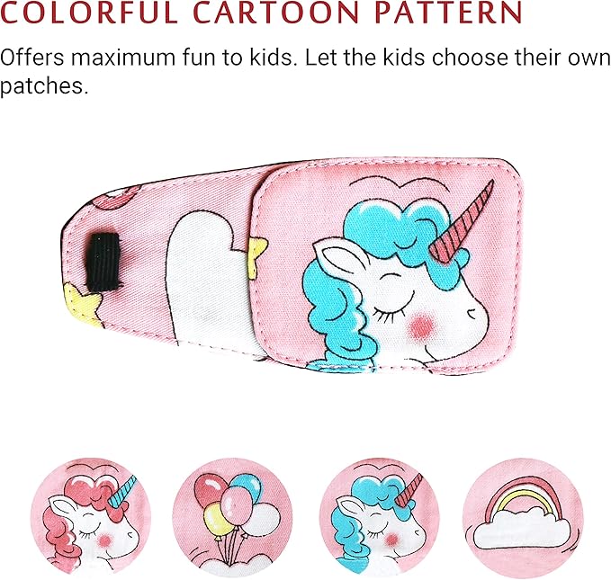 Astropic Cotton & Silk Eye Patch for Kids Glasses (Right Eye, Blue Hair Unicorn)