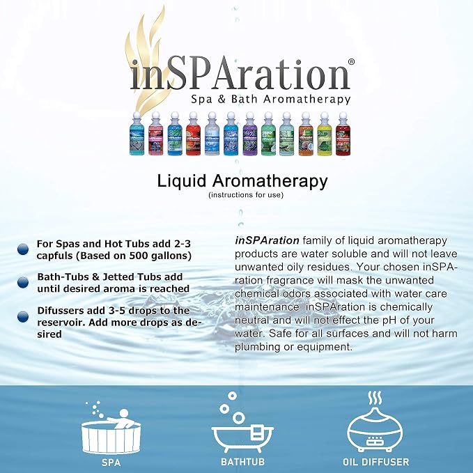 inSPAration Spa and Bath Aromatherapy 123X Spa Liquid, 9-Ounce, Polynesian Paradise, Red