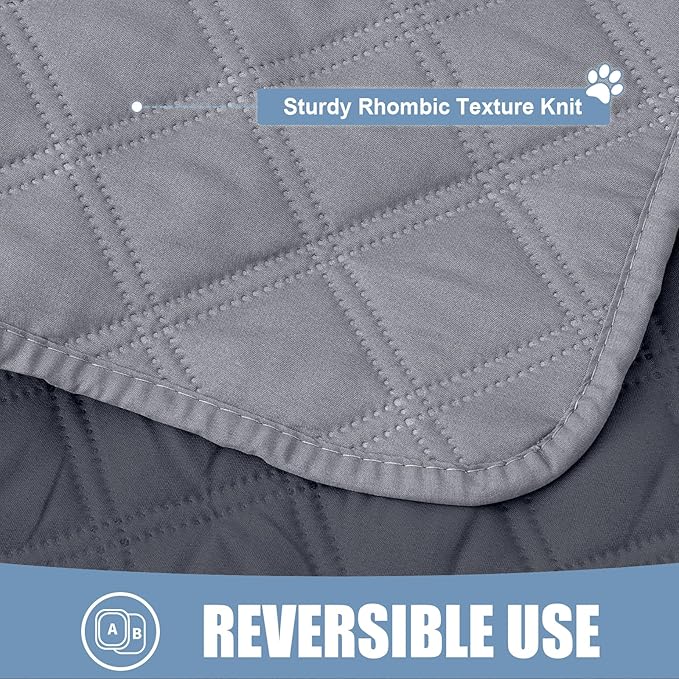 Smiry Waterproof Reversible Pet Couch Covers for Dogs | Pet Friendly, Soft Fabric, Washable Sofa Furniture Protector for Dogs Cat Kids, Checkered (40"x80", Grey/Dark Grey)