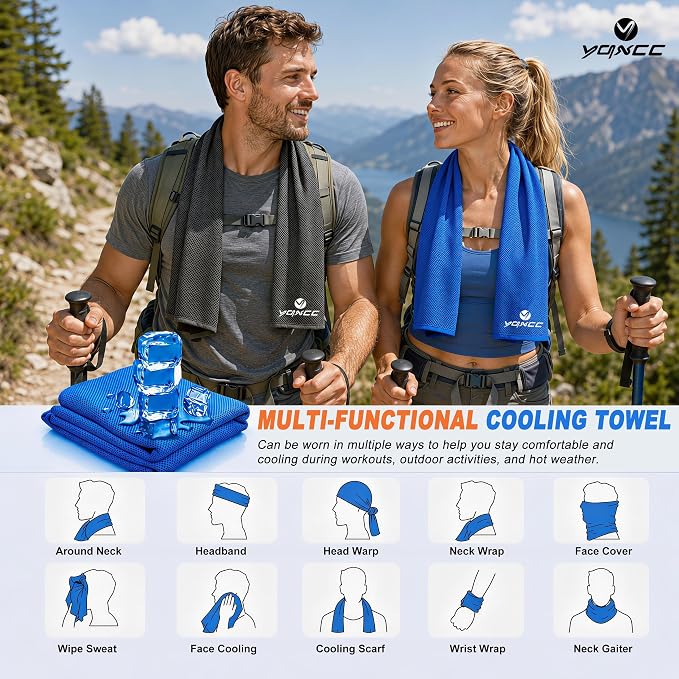 YQXCC 4 Pack Cooling Towels 40"x12", Cool Ice Towels for Neck & Face | Cooling Neck Wraps, Soft Breathable Microfiber Chilly Towels, Ideal for Gym, Yoga, Golf, Running, Camping & Hot Weather