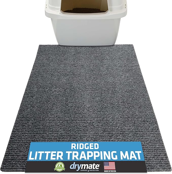 Drymate Cat Litter Box Mat, Litter Trapping Mat, Grey, 20x28 | Waterproof, Urine-Proof, Absorbent, Machine Washable, Soft on Paws, Contains Mess, Protects Floors, Kitten Supplies, USA Made