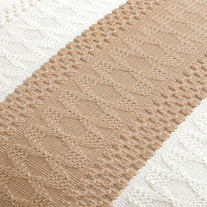 2 Pack Boho Throw Pillow Covers, Contrast Beige 22x22in | Soft Breathable Cotton, Farmhouse Decorative Couch Pillow Cases, Cushion Covers for Sofa Bed Living Room Home Decor