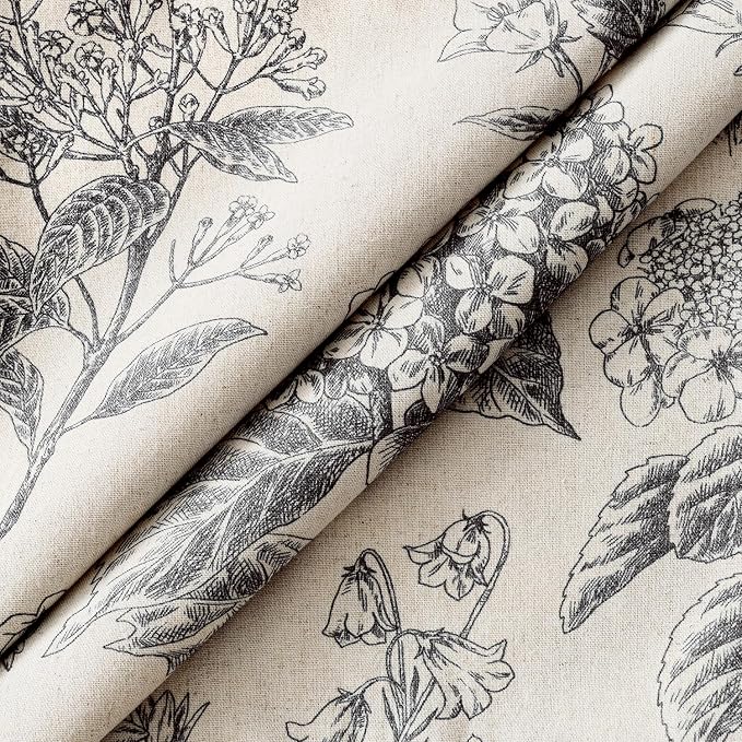 Set of 2 Decorative Floral Pillow Covers 18x18 Inch Black | Neutral Hydrangea Print, Boho Vintage Throw Cushion Covers, Cottagecore Home Decor, for Sofa Couch Porch Bedroom Living Room