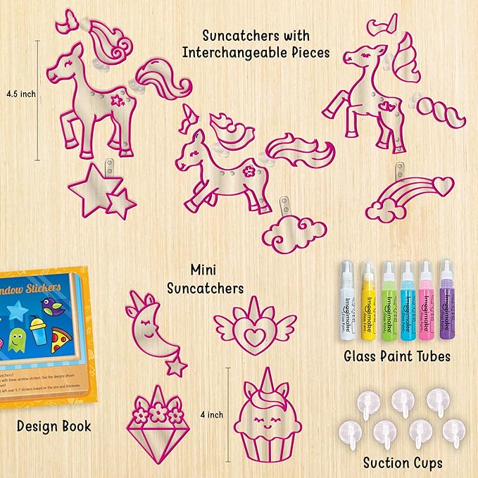 Imagimake Window Art Unicorn | Stained Glass Kit | Unicorn Girls Toys Age 6-8 | Art and Crafts for Girls 8-12 | DIY Suncatcher Kit for 5,6,7,8,9,10,11,12 Year Old Kids | Christmas Gift Ideas for Kids