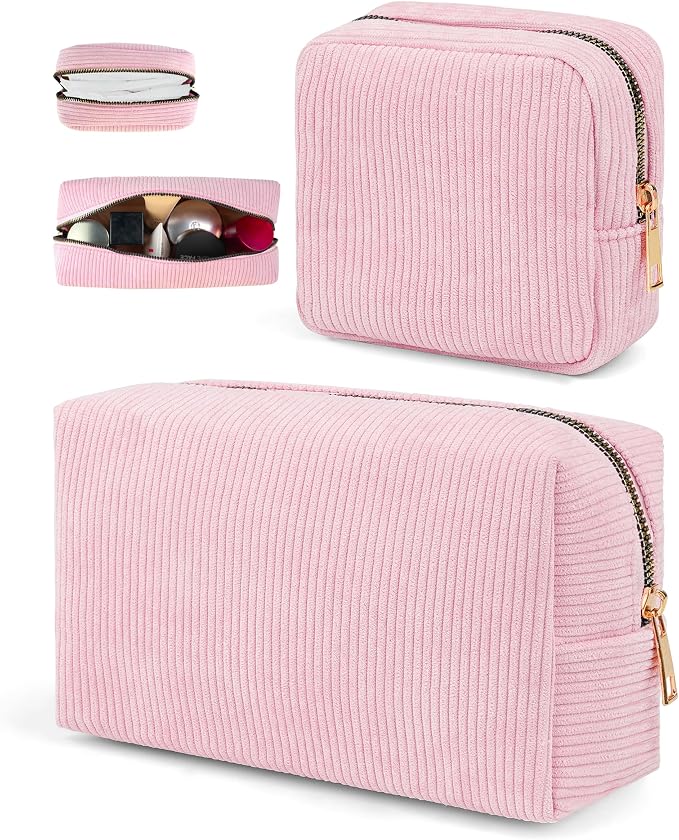 Corduroy Sanitary Napkin Storage Bag 2 PCS Period Bags For Teen Girls, First Period Pad Pouches Tampon Holder for Purse with Zipper