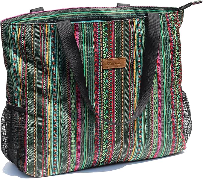 ESVAN LARGE BEACH BAG Water Resistant Lightweight 20 inch Women Oversize Tote Bag for Gym Beach Travel Pool Yoga Nurse