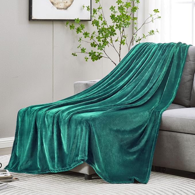 DREAMNINE Soft Cozy Plush Fleece Throw Blanket 50" x 60",Solid Shag Minky Lightweight Fuzzy Flannel Blanket for Bedroom, Luxury Washable Warm Velvet Blankets for Couch Sofa Pet,Breathable,Forest Green