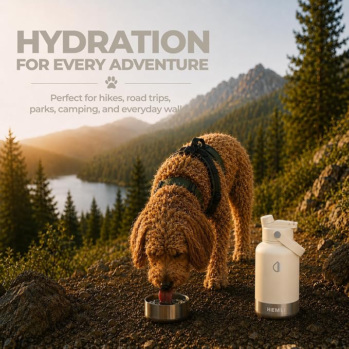 32 oz. Dog Water Bottle, Insulated Dog Travel Water Bottle, Stainless Steel Pet Water Bottle Dispenser Portable Food and Water Bowl for Dogs for Walking Dog Canteen Travel Kit