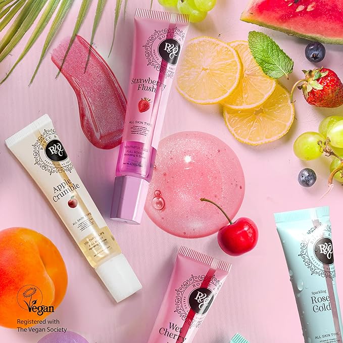 Rosee Lip Gloss Vegan & Cruelty Free Treatment, Professional Make up, Long Lasting Glossy with Shea Butter, Moisturize, Protect & Smooth, High Shine, Non-Sticky (b. Clear Plumping, 0.5)