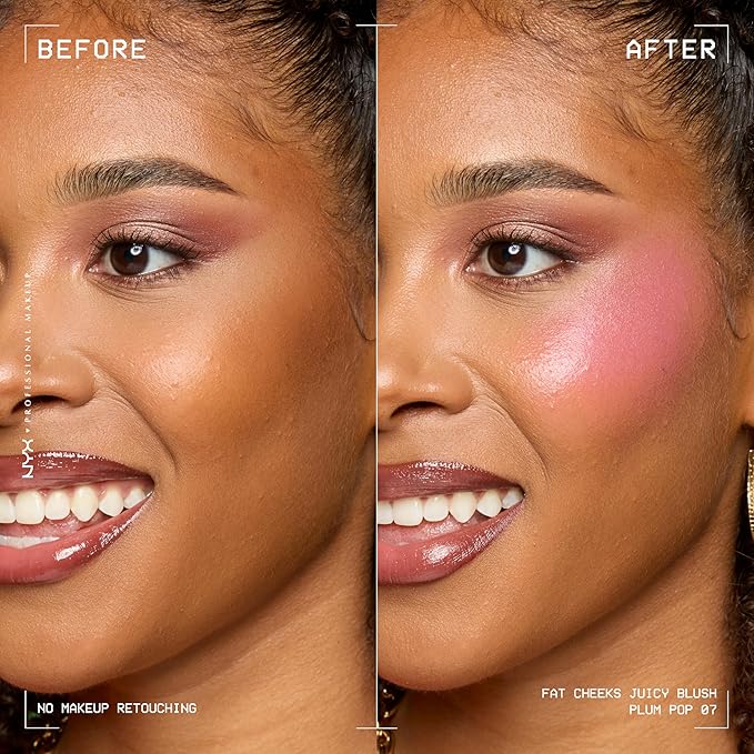 NYX PROFESSIONAL MAKEUP Fat Cheeks Liquid Blush, Buildable, Dewy Blush with Long-Lasting 12HR Wear - Plum Pop (Soft Mauve)
