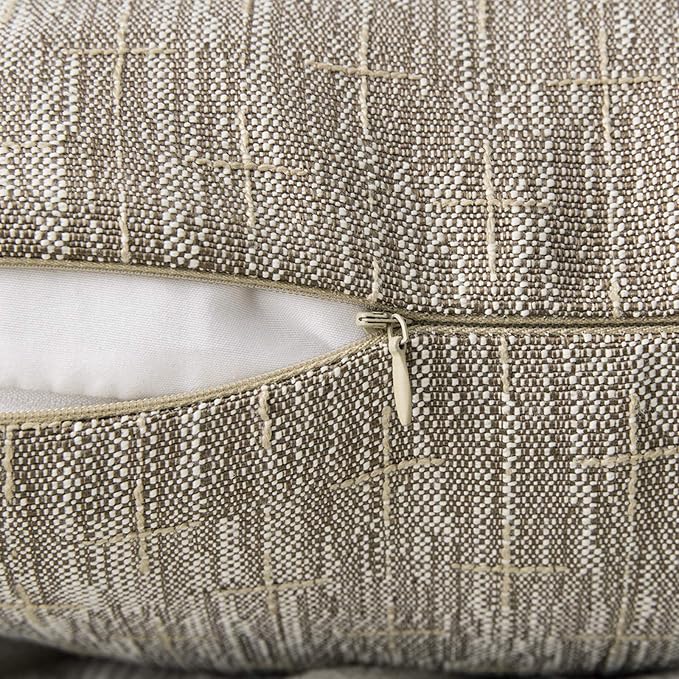 MIULEE Pack of 2 Decorative Burlap Linen Throw Pillow Covers Modern Farmhouse Pillowcase Rustic Woven Textured Cushion Cover for Sofa Couch Bed 20x20 Inch Light Brown