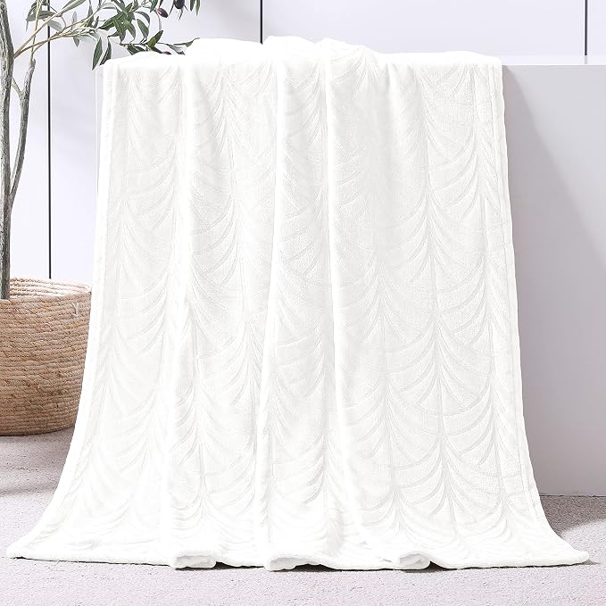 Whale Flotilla Soft Flannel Fleece Throw Blanket for Couch, White | Cozy Lightweight Breathable Velvet Sofa Throws, Plush Fluffy Vintage Pattern Decorative Blanket for Bed, All Season, 50"x60"