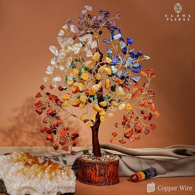 7 Chakra Tree of Life for Manifestation Unique Birthday Gifts for Women, Men, Friends, Handmade Home Office Decor Healing Crystal Tree for Money, Reiki, Good Luck, Anniversary Gifts for Her, Mom & Dad