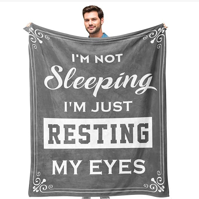 kituzol Birthday Gifts for Men, Father's Day Dad Gifts, Funny Gift for Men, Retirement Present for Grandpa, Dad Husband Blanket, I'm Not Sleeping, I'm Just Resting My Eyes, Nap Blanket (60" x 80")
