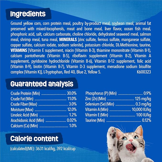 Purina Friskies Dry Cat Food Seafood Sensations With Salmon, Tuna, and Shrimp Flavors - (Pack of 4) 3.15 lb. Bags