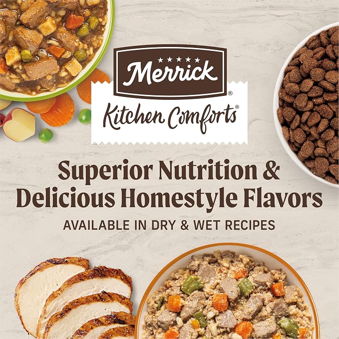 Merrick Kitchen Comforts Dog Food with Grains, Beef and Brown Rice, 4 lb Bag