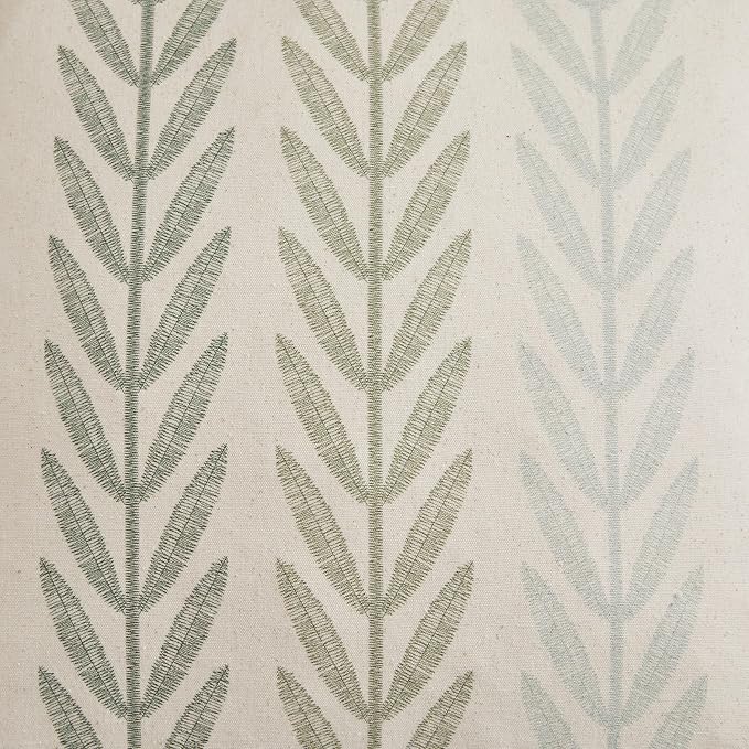 Farmhouse Leaves Throw Pillow Covers Set of 2, 18x18in Mixed Green | 100% Organic Cotton, Rustic Accent Print Pillow Case, Pastoral Decorative Cushion Covers for Sofa Bed Living Room Home Decor