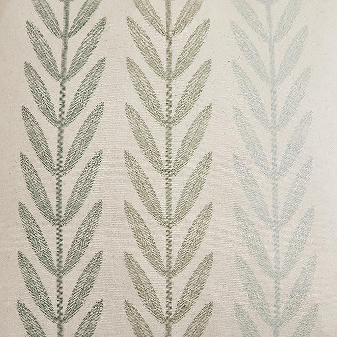 Farmhouse Leaves Lumbar Pillow Covers Set of 2, 12x20in Mixed Green | 100% Organic Cotton, Rustic Accent Print Pillow Case, Pastoral Decorative Cushion Covers for Sofa Bed Living Room Home Decor