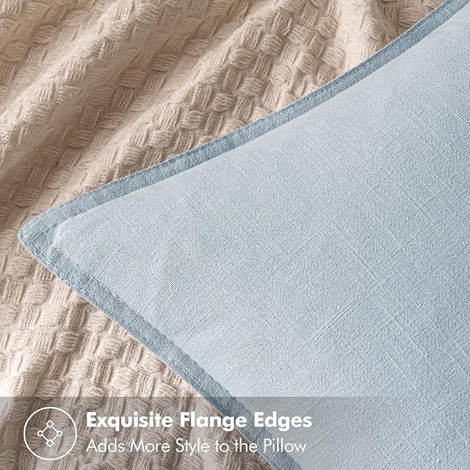 MIULEE Decorative Linen Euro Sham Pillow Covers 28x28 Inch Light Blue | Boho Farmhouse Neutral Couch Throw Pillows for Bed, Pack of 2 Accent Coastal Modern Pillowcases, Sofa Livingroom Home Decor