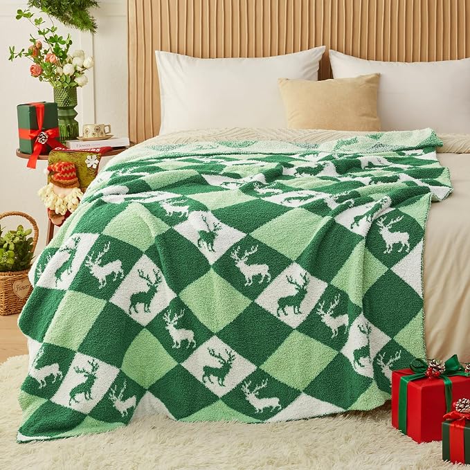 Christmas Knit Throw Blanket - Super Soft Cozy Fuzzy Blankets for Couch, Sofa & Bed, Holiday Throw Blanket，50"x60"