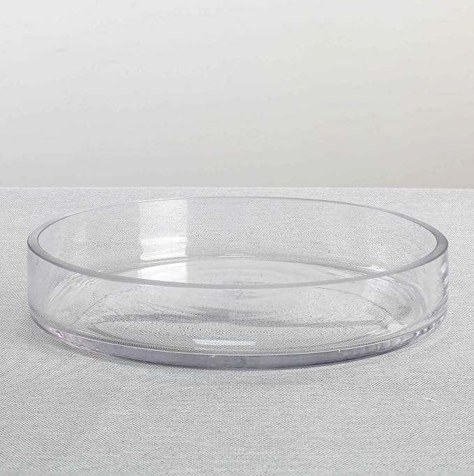 CYS Excel Clear Wide Glass Cylinder Vase (H:1.5" D:7.5") Flower Vase Centerpieces Hurricane Floating Pillar Candle Holder Terrarium Planter