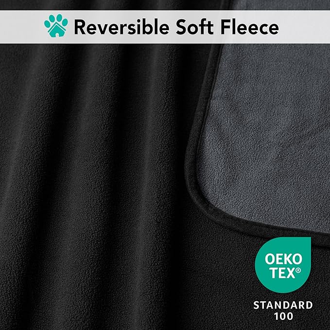 PetAmi Waterproof Dog Blanket for Couch, Pee Proof Reversible Cat Blanket for Sofa Bed Furniture Protector, Soft Fleece Washable Pet Throw for Dogs Cats Puppies Kittens, 40x60 Black Gray