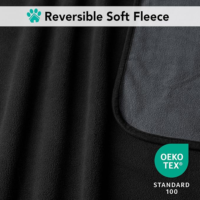 PetAmi Waterproof Dog Blanket for Couch, Pee Proof Reversible Cat Blanket for Sofa Bed Furniture Protector, Soft Fleece Washable Pet Throw for Dogs Cats Puppies Kittens, 60x80 Black Gray