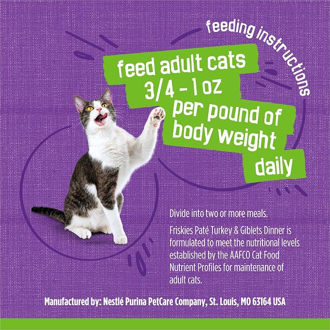Friskies Purina Wet Cat Food Pate Turkey and Giblets Dinner - 5.5 oz. Cans (Pack of 48)