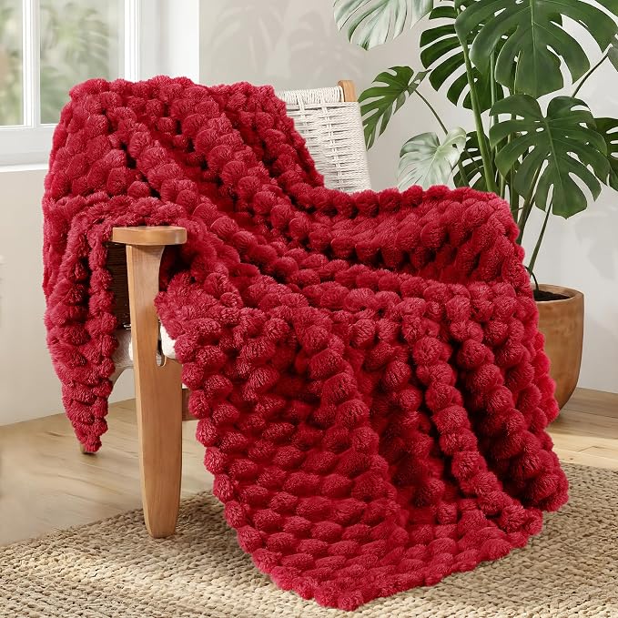 Whale Flotilla Soft Fleece Throw Blanket for Couch & Bed 3D Jacquard, Red | Super Cozy Lightweight Plush Fluffy Throw, Luxury Decorative All‑Season Couch Cover Blanket for Sofa & Office Chair, 50"x60"