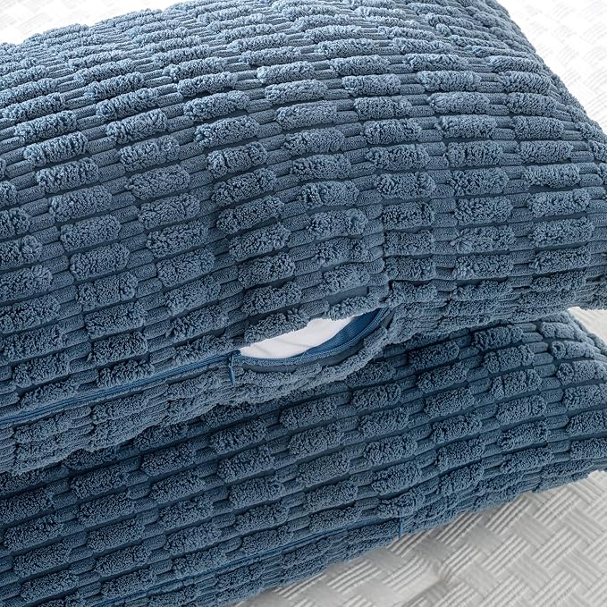 Fancy Homi Decorative Throw Pillow Covers for Bed Couch Bedroom Bench, Soft Corduroy Solid Pillow Case, Rustic Farmhouse Boho Room Decor,54" x 20" (Pack of 1),Dusty Blue