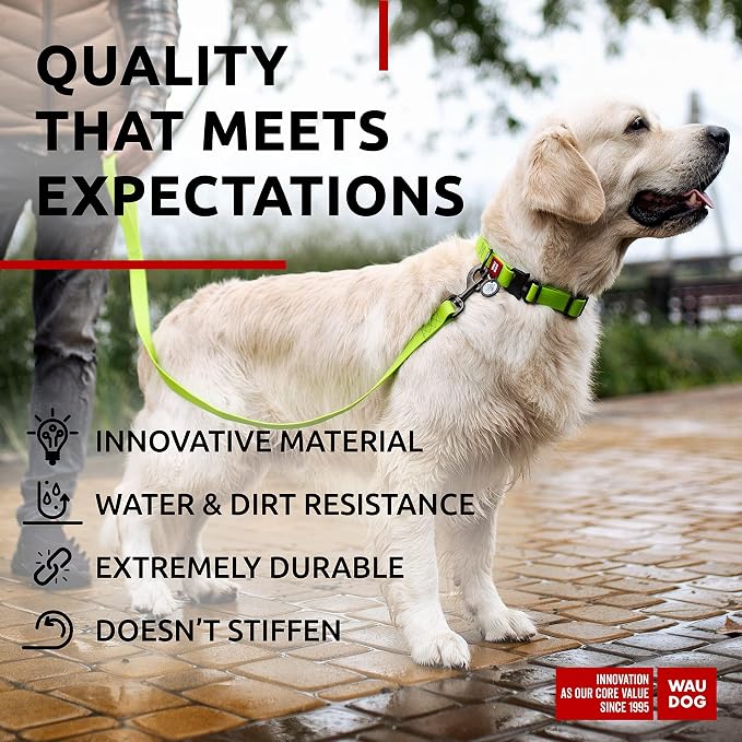 WAUDOG Waterproof Dog Collar - Adjustable Collar with Air Holder and QR Tag for Large, Small and Medium Breeds