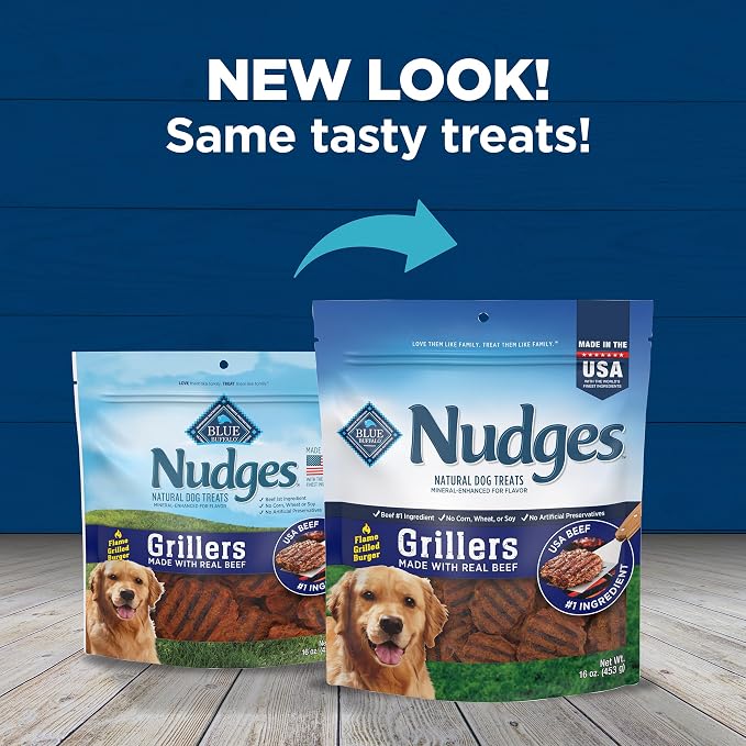 Blue Buffalo Nudges Grillers Natural Dog Treats, Beef, 16 oz, (Pack of 5)