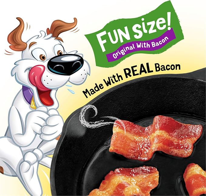 Purina Beggin' Fun Size Dog Treats, Original with Bacon, 25 oz Pouch | Big bacony flavor in a soft, easy-to-chew texture, with real meat as the first ingredient and no artificial flavors