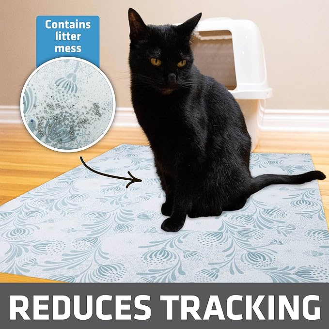 Drymate Cat Litter Box Mat, Litter Trapping Mat, Light Blue, 29x36 XL | Waterproof, Urine-Proof, Absorbent, Machine Washable, Soft on Paws, Contains Mess, Protects Floors, Kitten Supplies, USA Made