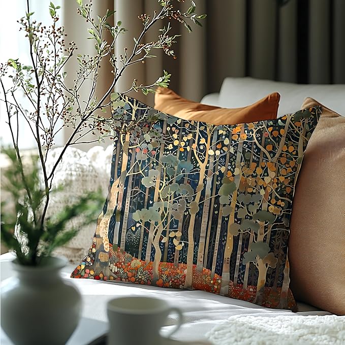 450 Rustic William Morris Inspired Forest Decor Pillow Covers 22x22 | Fall Autumn Home Room Decor, Vintage Botanical Nature Decorative Throw Pillow Covers for Home Bedroom Living Room